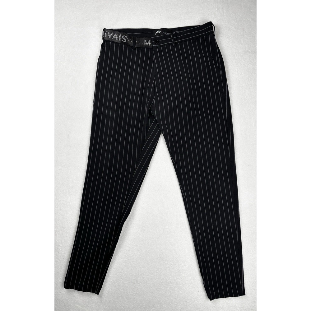 Mauvais Pinstripe Pants Men's Size 30 Black Slim Fit Dress Casual